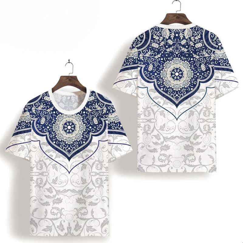 Футболка мужская с коротким рукавом, Летняя ажурная шелковистая эластичная рубашка с цифровым 3D принтом, в китайском стиле, оверсайз 
Футболка мужская с коротким рукавом, Летняя ажурная шелковистая эластичная рубашка с цифровым 3D принтом, в китайском стиле, оверсайз