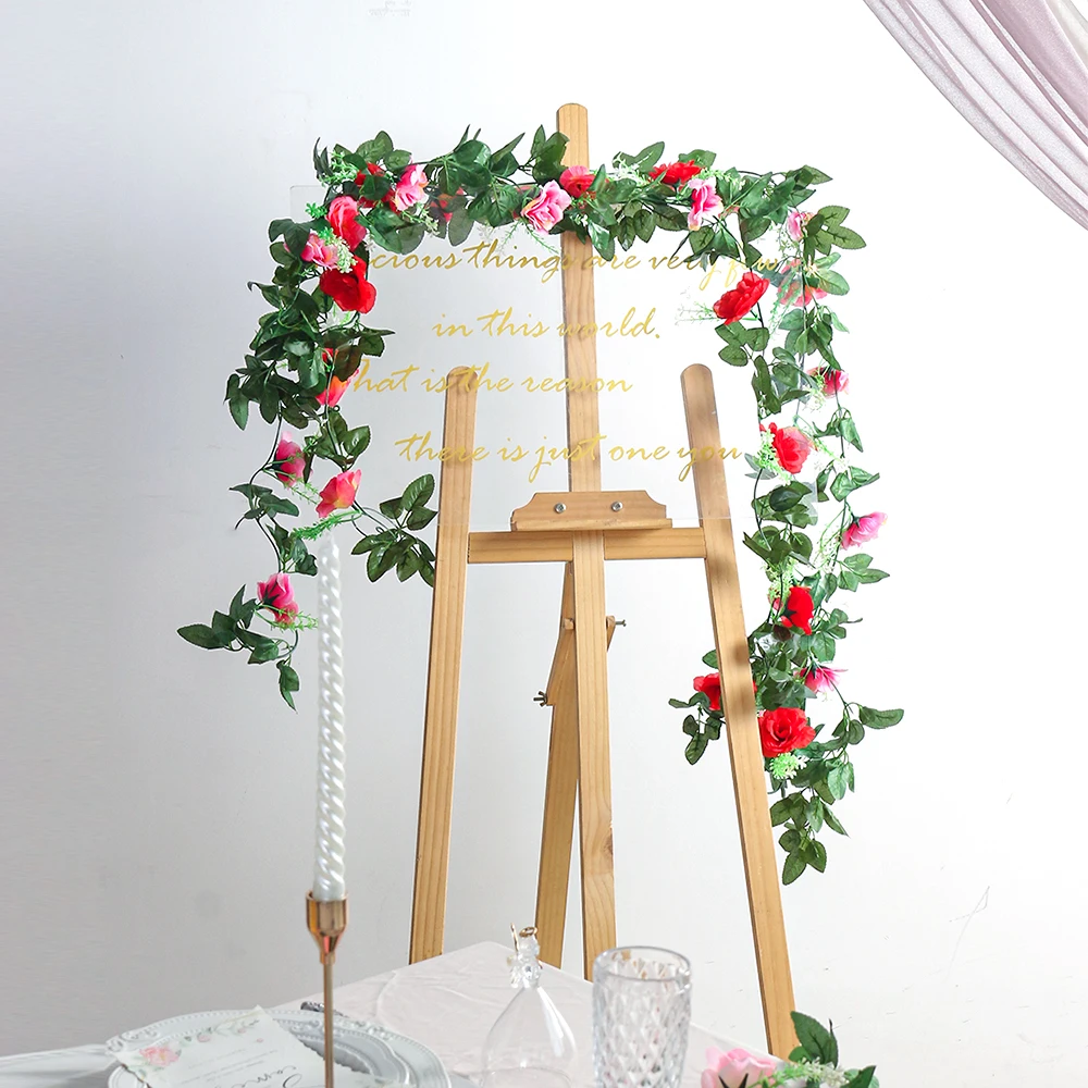 

Rose Artificial Flowers 2.4M Vine Garden Wedding Arch Decoration Outdoor Flower Wall Ornaments Plant Fake Flower for Home Deco