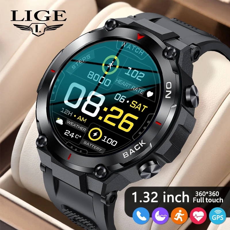 

LIGE New Smart Watch For Men 2022 Full Touch Screen IP68 Waterproof GPS Tracker Sports Fitness Man Smartwatch Relogio Masculino