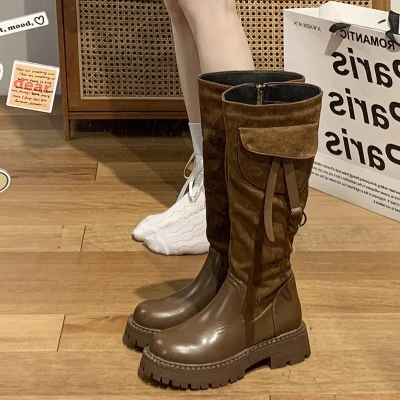 New Autumn Winter Slim Brown Thick-soled Boots Women's Long Boots Thick Heel Retro Knight Boots Platform Shoes Zapatos Mujer 
New Autumn Winter Slim Brown Thick-soled Boots Women's Long Boots Thick Heel Retro Knight Boots Platform Shoes Zapatos Mujer