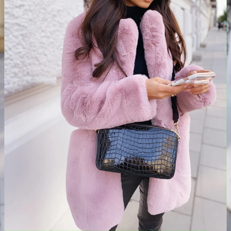 Winter Office Commuter Fleece Warm Outwear Fashion Women's Polo Collar Long Sleeve Wool Coat Elegant Solid Pocket Slim Jackets 
Winter Office Commuter Fleece Warm Outwear Fashion Women's Polo Collar Long Sleeve Wool Coat Elegant Solid Pocket Slim Jackets
