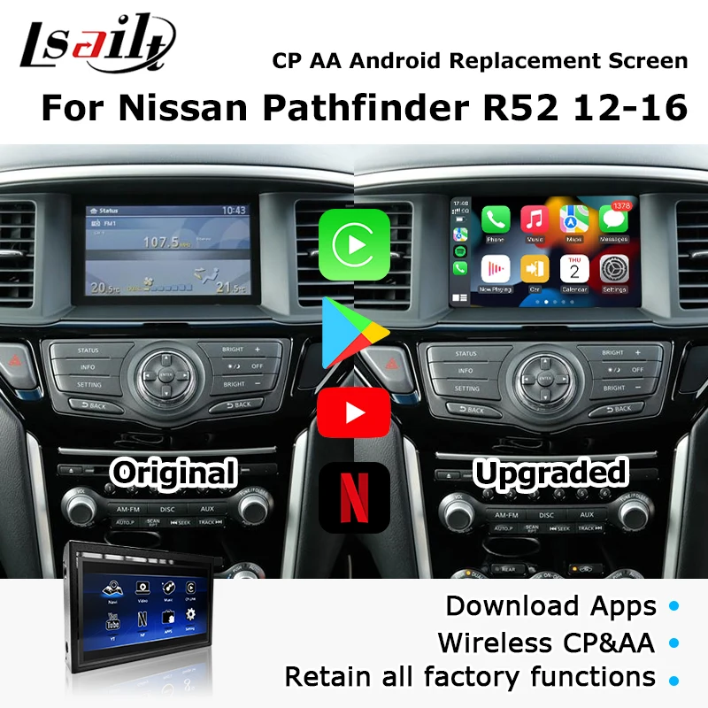 Lsailt CP AA Android Replacement Screen for Nissan Pathfinder R52, Aramda IPS HD Screen with Car GPS Navigation,Google Play
Lsailt CP AA Android Replacement Screen for Nissan Pathfinder R52, Aramda IPS HD Screen with Car GPS Navigation,Google Play