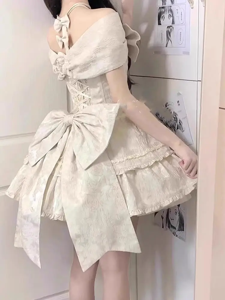 

New Generate Color Back Big Bow Dress Cute
