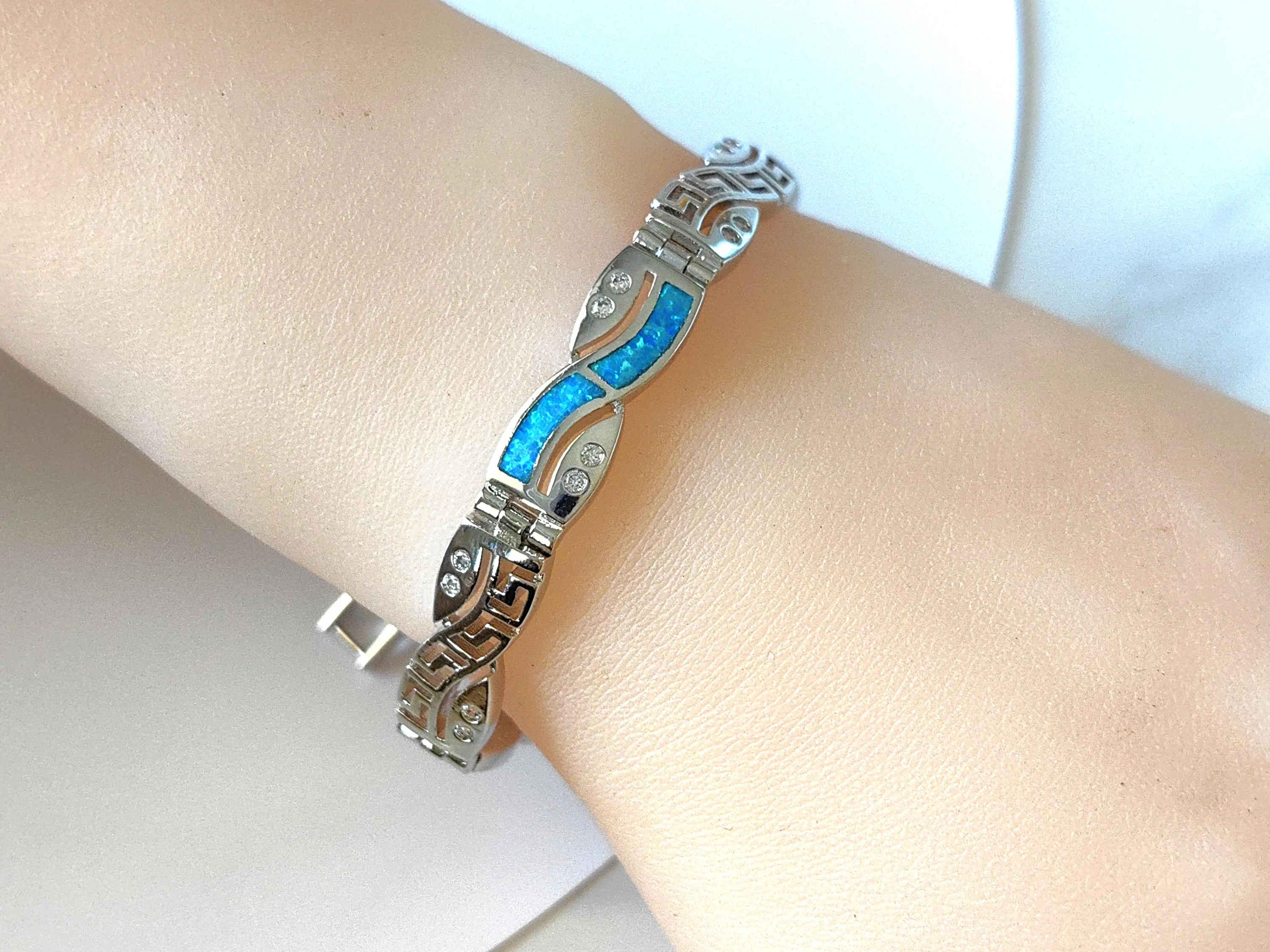 

JLB-149 Fashion Bracelets Chinese Pattern Blue Opal Gem Charm Bracelets For Women's Bracelets & Bangles