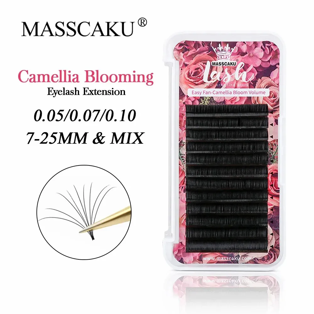 

MASSCAKU Easy Fanning Blooming Individual Eyelashes Extension Russian Volume Auto Fan Eyelashes Natural Cilia Silk Lashes