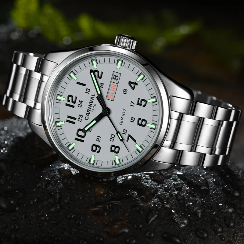 CARNIVAL Luxury Brand Watch Men Quartz Wristwatches Luminous Hands Waterproof Solid Stainess Steel Men's Clock Relogio Masculino
CARNIVAL Luxury Brand Watch Men Quartz Wristwatches Luminous Hands Waterproof Solid Stainess Steel Men's Clock Relogio Masculino