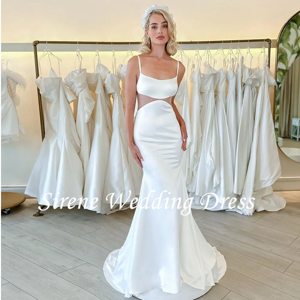 

Sirene Elegant Spaghetti Straps Wedding Dresses 2024 Illusion Sleeveless Bridal Gown Backless Vestidos De Novia Sweep Train