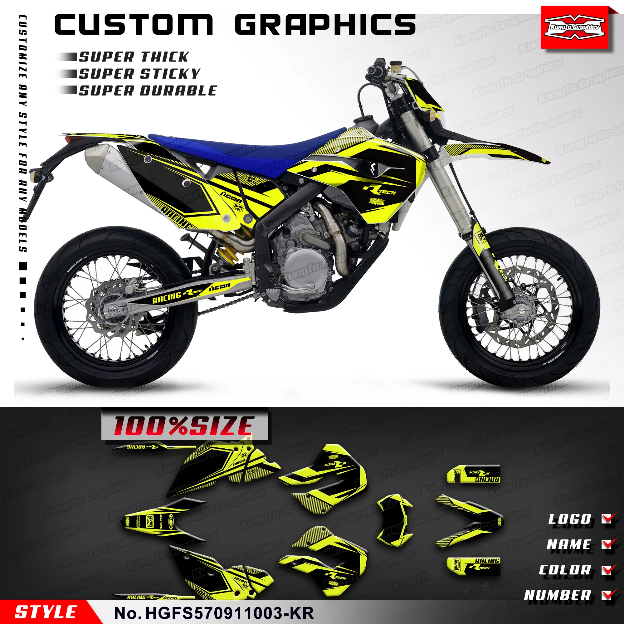 

KUNGFU GRAPHICS Decals Stickers Skin Graphics for Husaberg FS 570 2009 2010 2011, HGFS570911003-KR