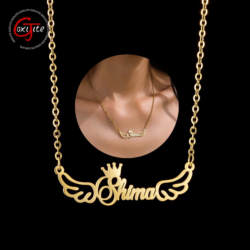 Goxijite Stainless Steel Personalized Letter With Crown Necklace Custom Private Name Choker Necklaces For Angel Baby Girls Gifts 
Goxijite Stainless Steel Personalized Letter With Crown Necklace Custom Private Name Choker Necklaces For Angel Baby Girls Gifts