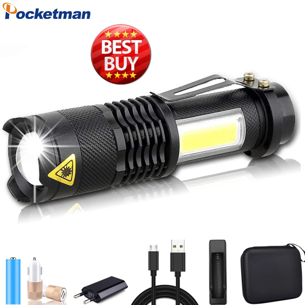 

Powerful LED Flashlight Aluminium Alloy Zoomable Torch Pocket Flashlights Emegency Flashlight Use 14500/AA Battery
