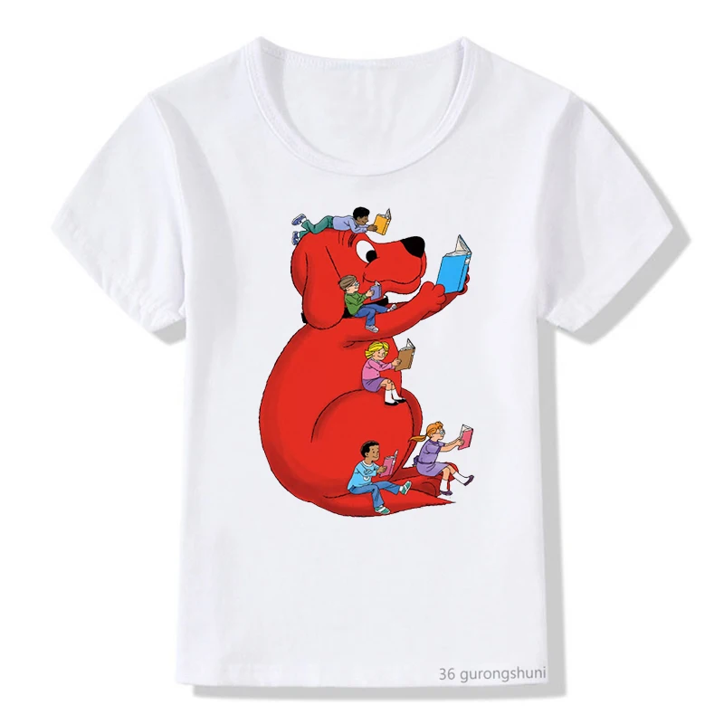 

T-Shirt For Boys Funny Clifford Dog Red Dog Cartoon Print Kids T Shirts Summer Boys Clothes Toddler T shirt Cute Children tshirt