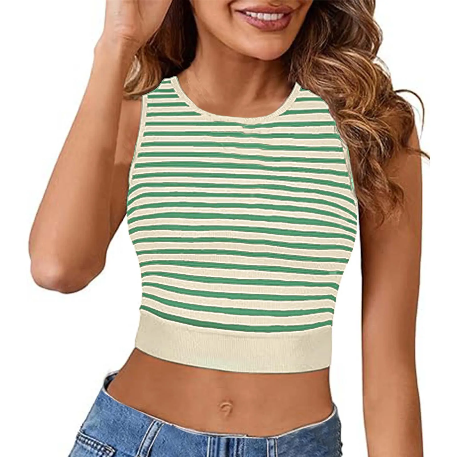 Women's Absorbing Striped Yoga Vest With Chest Pad Outside Air Penetrating Striped Knit Vest
Women's Absorbing Striped Yoga Vest With Chest Pad Outside Air Penetrating Striped Knit Vest