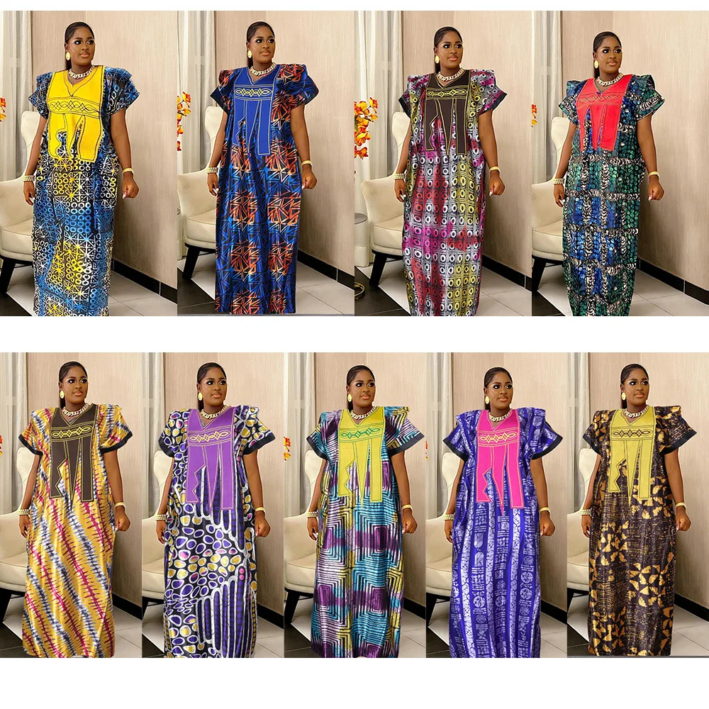 

Bazin Riche Long Dresses for African Women Abayas Dubai Luxury African Muslim Caftan Wedding Party Ankara Dashiki Boubou Robe