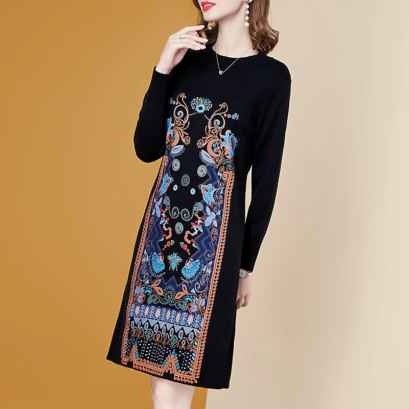 White Green Line Print Knitted Dress Women's Autumn and Winter New Loose Straight Bottoming Sweater Dress
White Green Line Print Knitted Dress Women's Autumn and Winter New Loose Straight Bottoming Sweater Dress