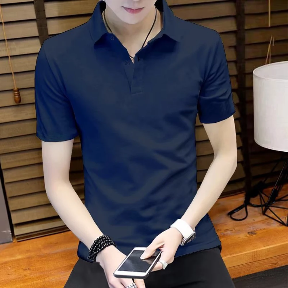 Popular Men's Shirt Casual Turn Down Collar V Neck Slim Solid T-Shirt Short Sleeve Comfortable Blouse Tops
Popular Men's Shirt Casual Turn Down Collar V Neck Slim Solid T-Shirt Short Sleeve Comfortable Blouse Tops