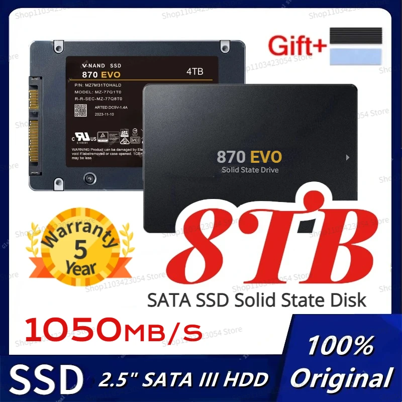 

2024 Original 870EVO SSD 4TB 2TB 500GB Internal Solid State Disk HDD Hard Drive 1TB 8TB SATA3 2.5inch for Laptop Computer PS5