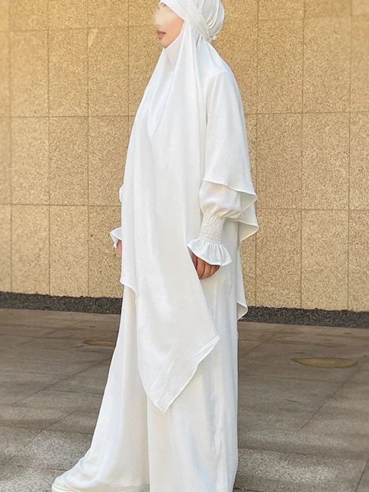 

Jilbab Set Muslim Women Prayer Outfit Ramadan Eid Islam Clothes Long Khimar with Abaya Dress Dubai Turkey Burqa Kaftan 2 Piece