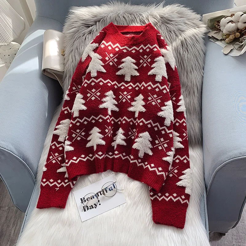 DAYIFUN-Women's Loose O Neck Christmas Tree Knitted Pullovers Vintage Jumpers Long Sleeve Knitwear Female Tops Festival Sweaters
DAYIFUN-Women's Loose O Neck Christmas Tree Knitted Pullovers Vintage Jumpers Long Sleeve Knitwear Female Tops Festival Sweaters