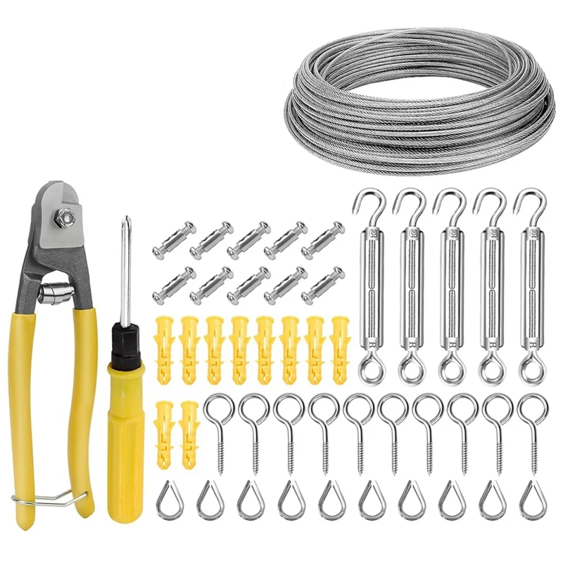 1Set 1/16In Wire Rope Kit M5 Turnbuckle Wire Tensioner Kit Silver For String Light Hanging Kit/Garden Wire
1Set 1/16In Wire Rope Kit M5 Turnbuckle Wire Tensioner Kit Silver For String Light Hanging Kit/Garden Wire
