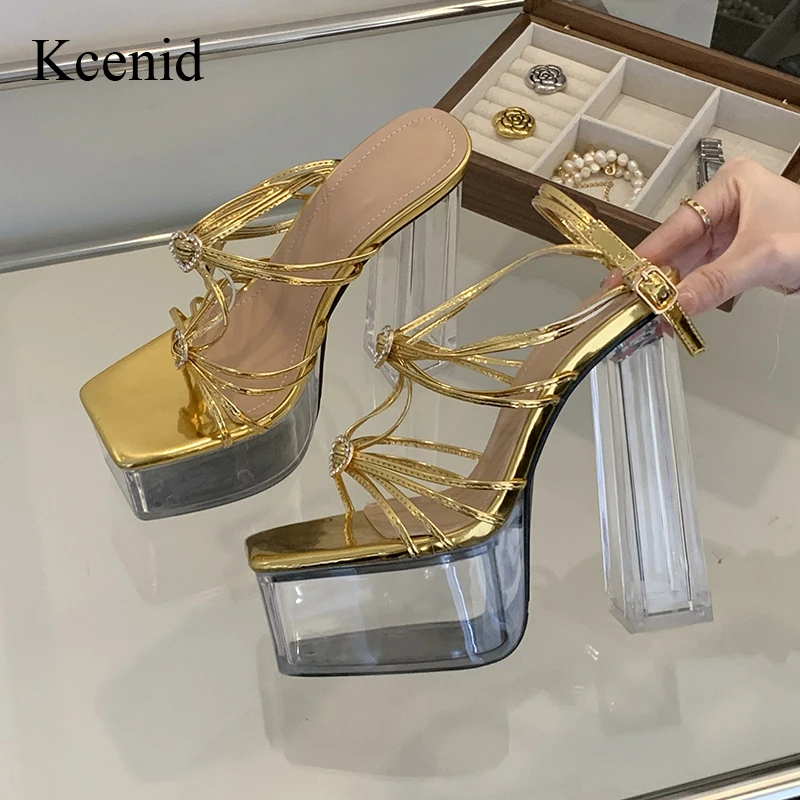 

Туфли Kcenid с узкими ремешками и ремешком на щиколотке, туфли-лодочки на массивном высоком каблуке, прозрачные сандалии на платформе, Классическая Женская обувь для свадьбы и вечеринки