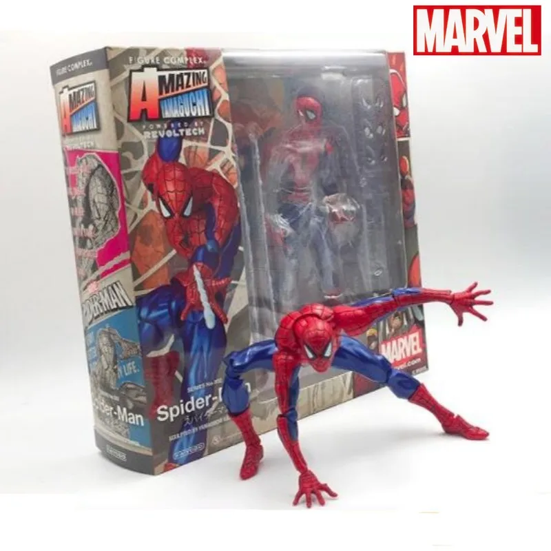 

Marvel 16cm Spider-man Peter Parker Action Figure Revoltech Amazing Yamaguchi Spiderman 2.0 Collection Figures Model Toys Gifts