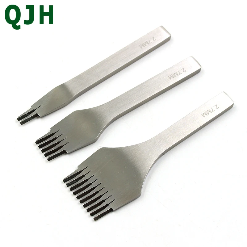 

2.7/3.0/3.38/3.85mm Stainless Steel Flat Leather Chisel Pricking Iron Leather Tools Craft Hole Punch Kit DIY Tool 2/5/10 Prong