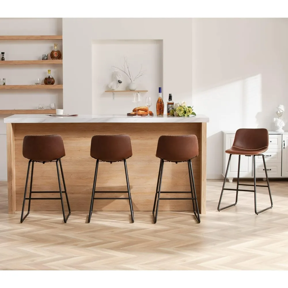 Bar Stools Set of 4,Faux Leather Counter Height Bar Stools,26" Bar Chairs with Back,Modern Counter Stool for Kitchen Island
Bar Stools Set of 4,Faux Leather Counter Height Bar Stools,26" Bar Chairs with Back,Modern Counter Stool for Kitchen Island