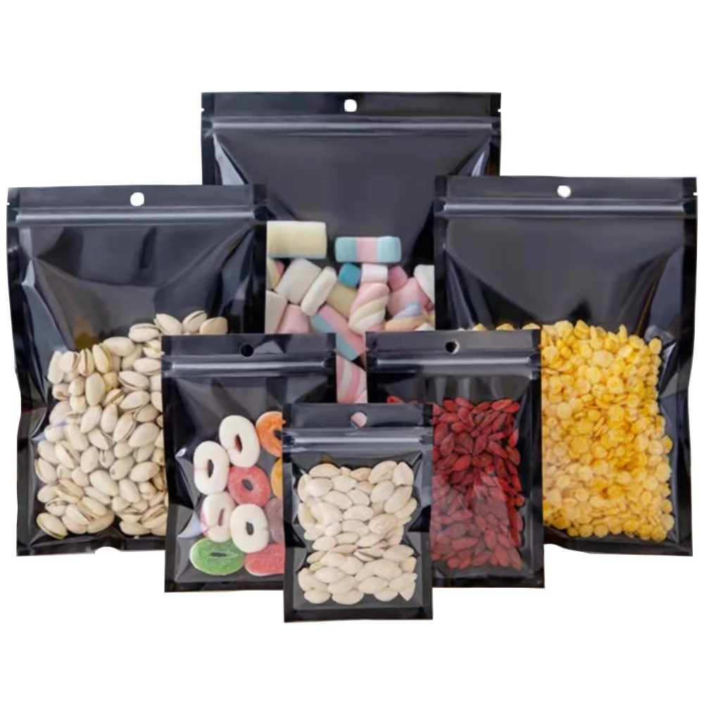 100Pcs/Lot Black Transparent Aluminum Foil Zip Lock Bag Hang Hole Tear Notch Food Dried Fruits Candy Tea Snacks Coffee Powder
100Pcs/Lot Black Transparent Aluminum Foil Zip Lock Bag Hang Hole Tear Notch Food Dried Fruits Candy Tea Snacks Coffee Powder