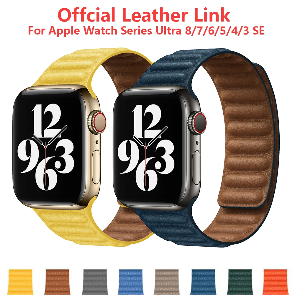 Leather Link For Apple Watch Band 45mm 41mm 44mm 40mm 49mm Original Magnetic Loop bracelet iWatch Series 8 Ultra 3 SE 6 7 Strap
Leather Link For Apple Watch Band 45mm 41mm 44mm 40mm 49mm Original Magnetic Loop bracelet iWatch Series 8 Ultra 3 SE 6 7 Strap
