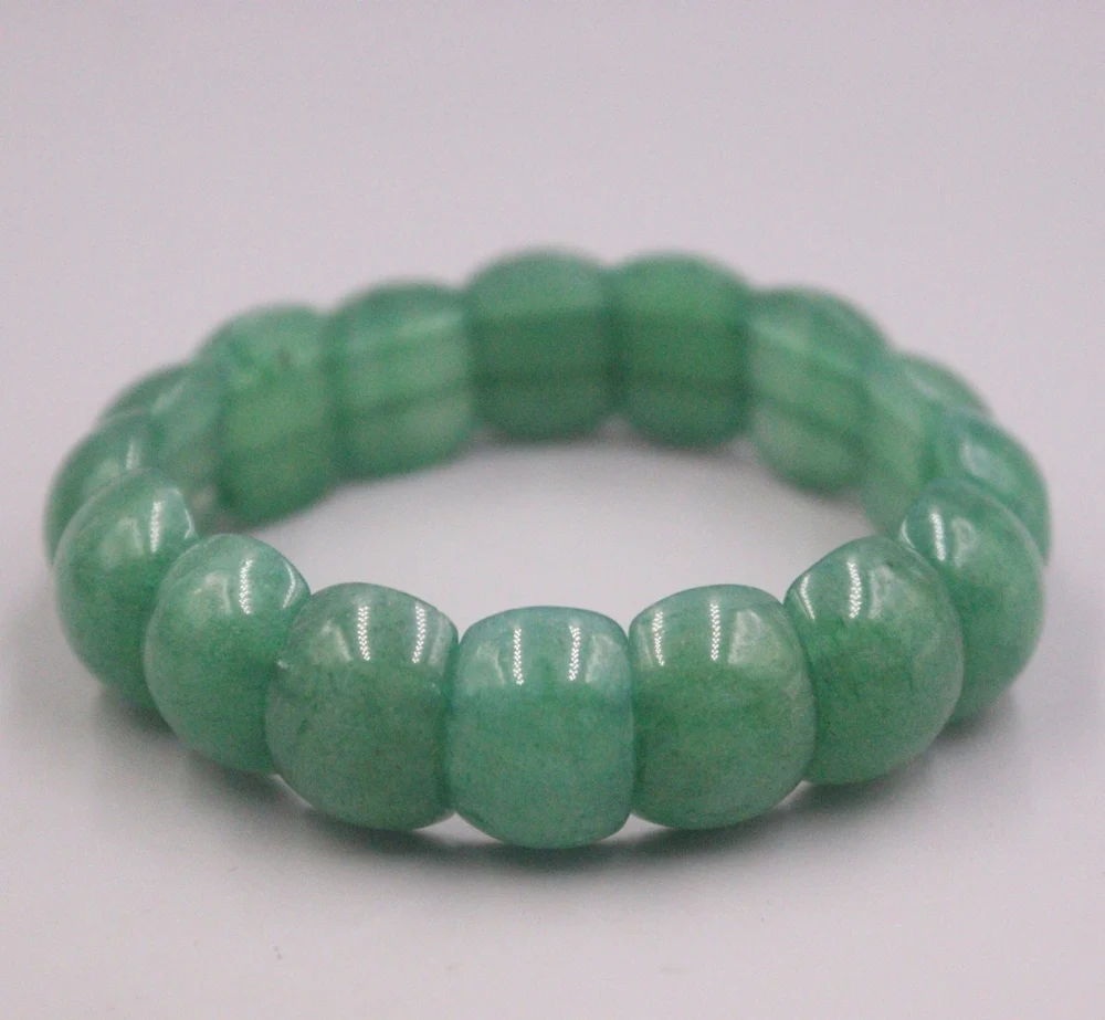 

Natural Jade Aventurine Men Women Lucky Gift 16mm Width Beaded Elastic Bracelet