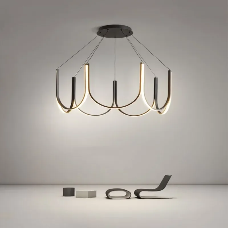 

Modern U-shaped LED Chandelier For Living Dining Room Hotel Bedroom Study Pendant Lights Indoor Decor Lighting Fixture Luster