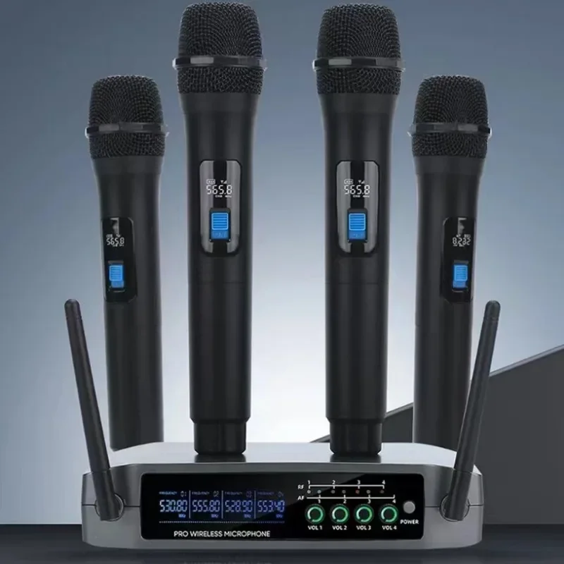 Professional VHF Wireless Microphone System 4 Channel Handheld Karaoke Microphone for Home Party Church Event TV Speaker
Professional VHF Wireless Microphone System 4 Channel Handheld Karaoke Microphone for Home Party Church Event TV Speaker
