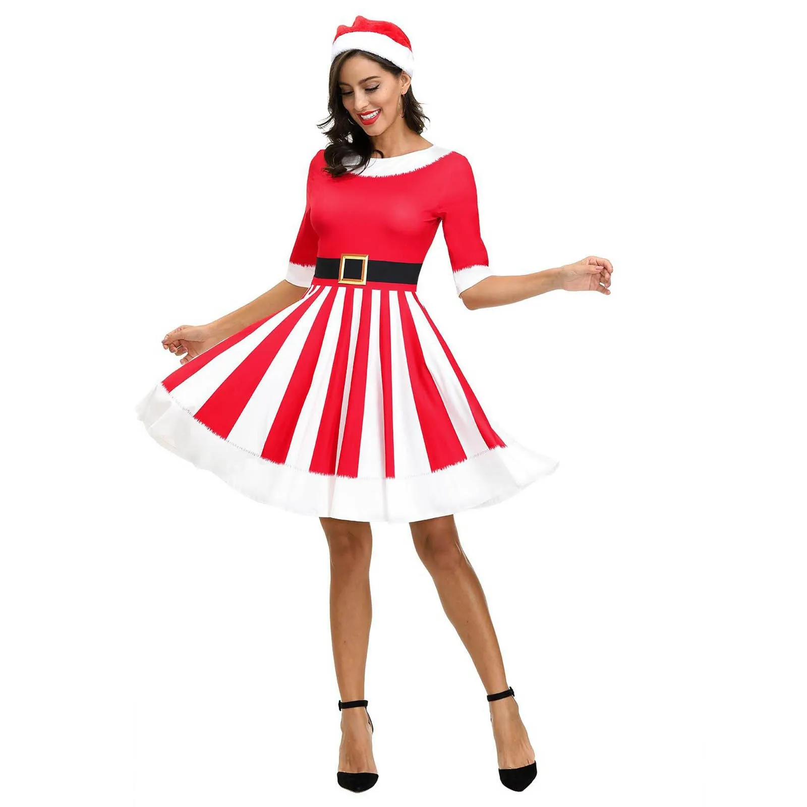 2024 Christmas Print Half Sleeve Christmas Dress Women O Neck Vintage Xmas Autumn Winter Elegant Mini Dresses Female vestidos
2024 Christmas Print Half Sleeve Christmas Dress Women O Neck Vintage Xmas Autumn Winter Elegant Mini Dresses Female vestidos