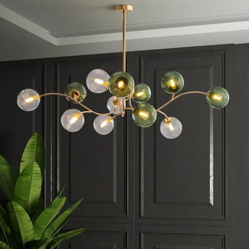 

Скандинавская витражная светодиодная люстра в форме шара для гостиной, спальни, кухни, стильная потолочная Подвесная лампа, арт-арт, осветительный прибор