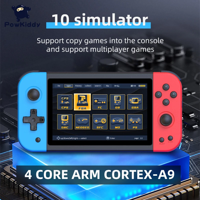 2023 New Powkiddy X51 5.0-inch IPS 800*480 Screen Retro Handheld Game Console Supports HD Output Multiplayer Children's Gifts.
2023 New Powkiddy X51 5.0-inch IPS 800*480 Screen Retro Handheld Game Console Supports HD Output Multiplayer Children's Gifts.
