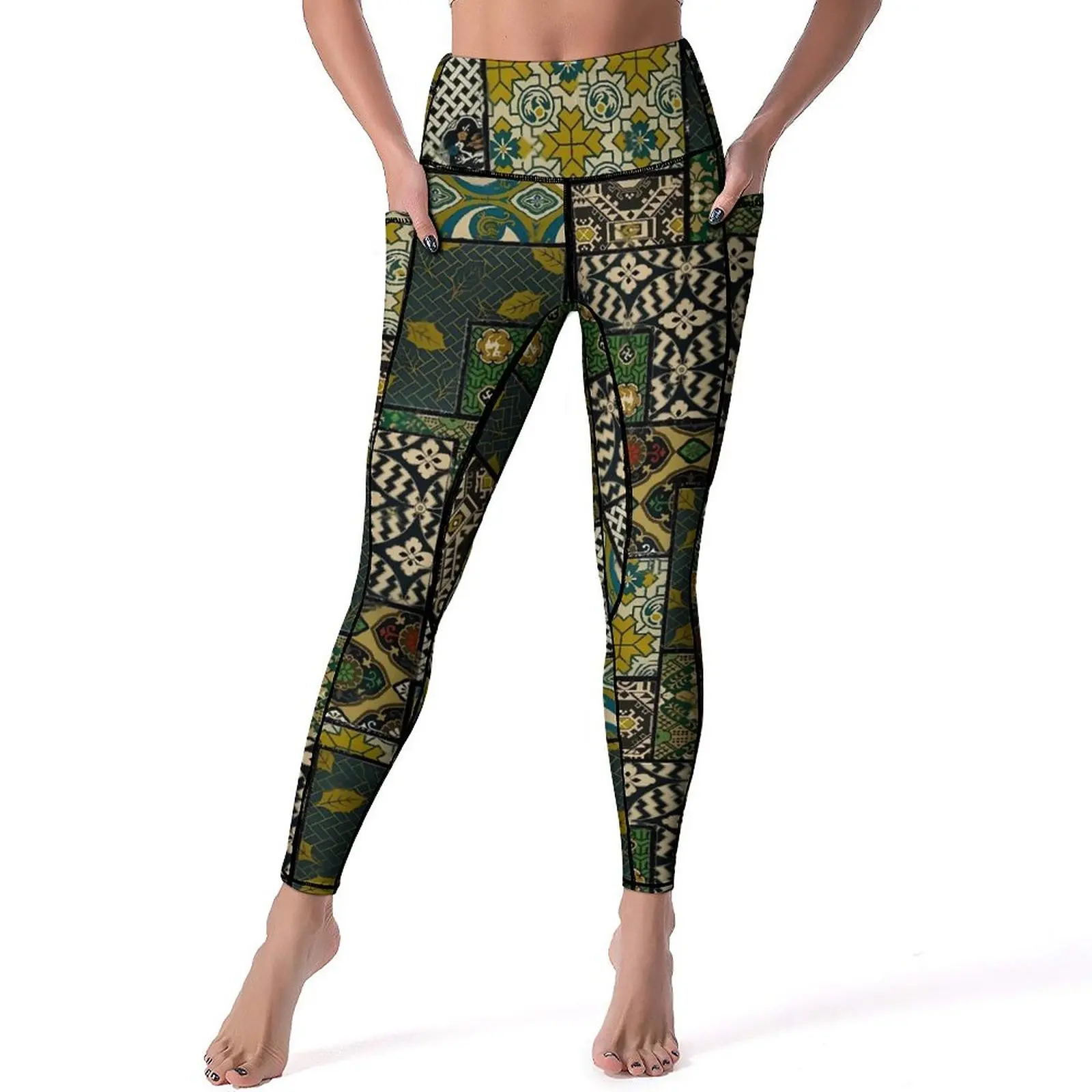 Vintage Patchwork Print Leggings Green Brown Graphic Yoga Pants Push Up Fitness Running Yoga Legging Retro Stretchy Sport Pants
Vintage Patchwork Print Leggings Green Brown Graphic Yoga Pants Push Up Fitness Running Yoga Legging Retro Stretchy Sport Pants