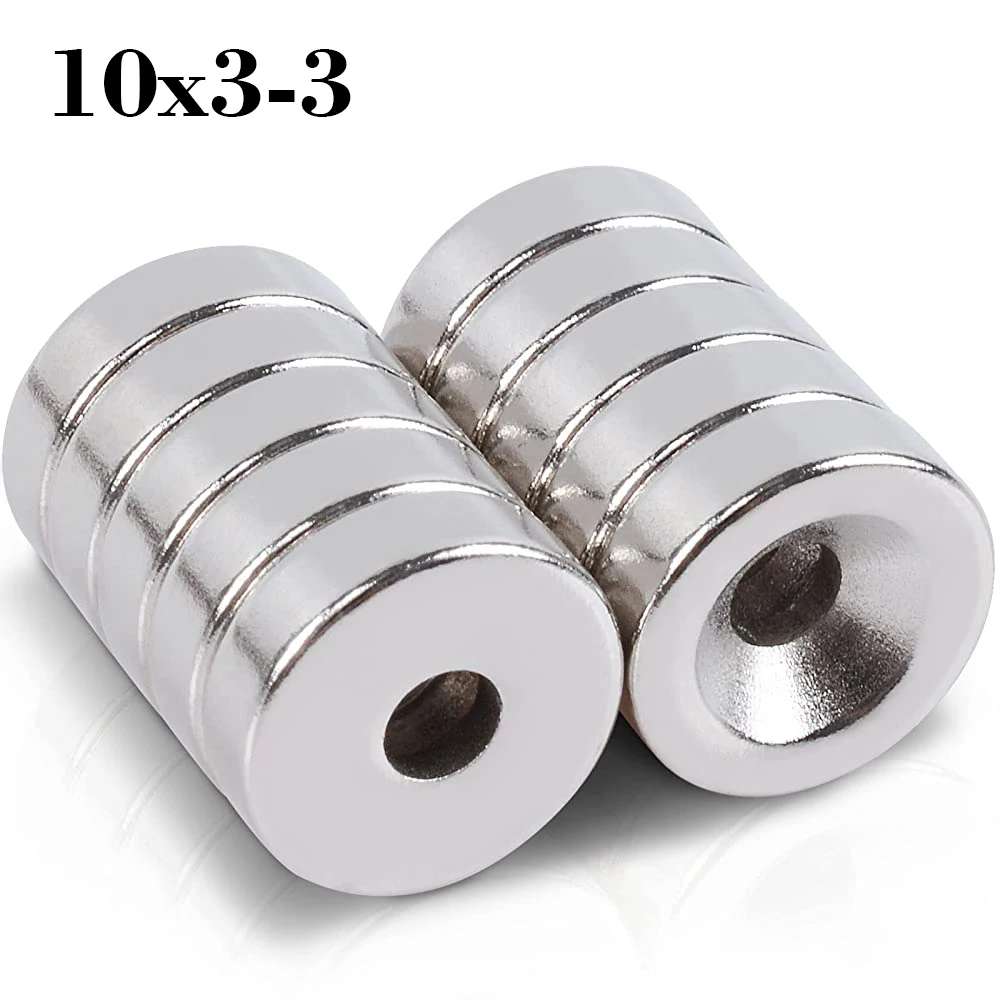

5~200Pcs 10x3 Hole 3mm Strong Magnets Round Countersunk Neodymium Magnet N35 NdFeB Powerful Rare Earth Permanent Magnetic Imanes