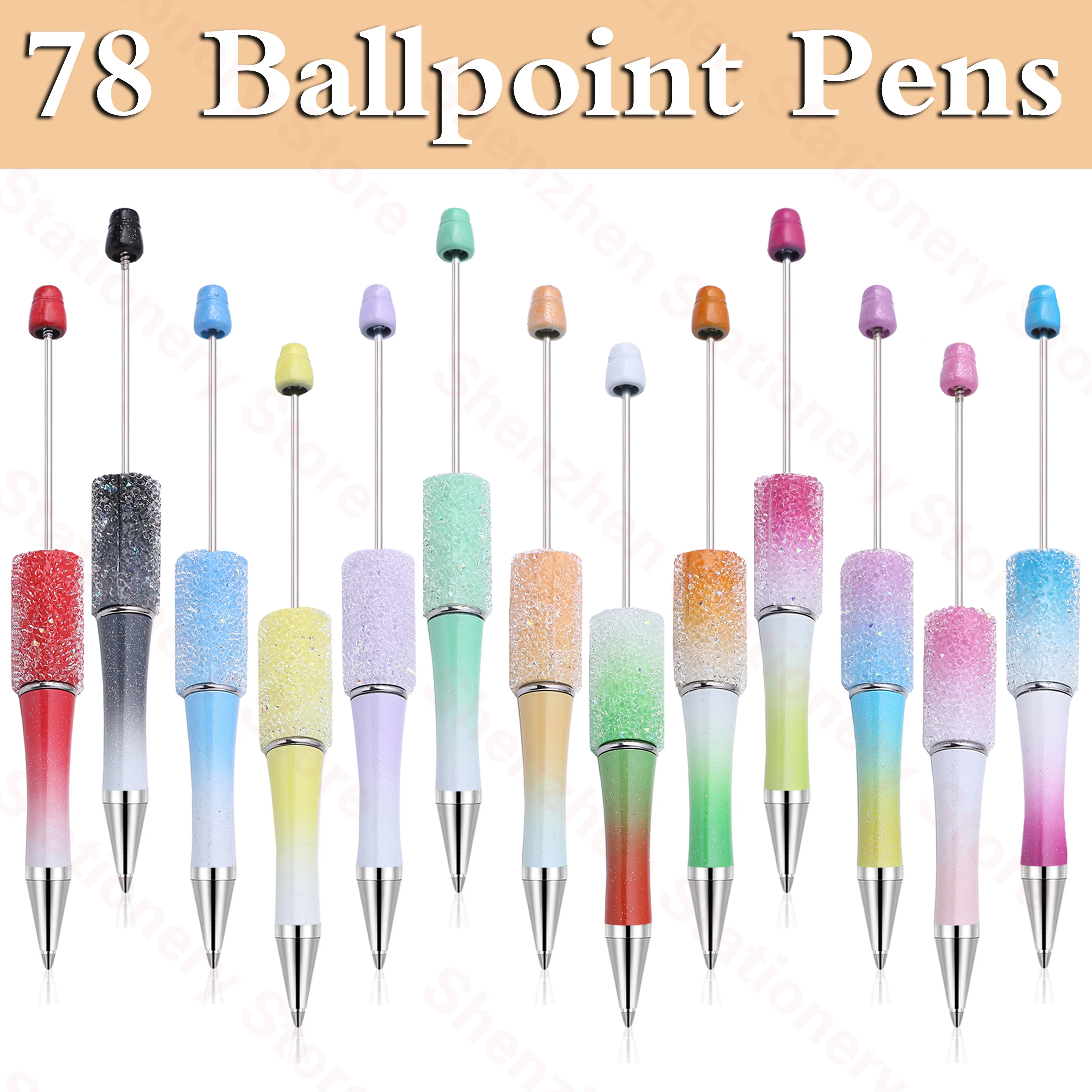 

78Pcs New DIY Sugar Beaded Pen Creative Sky Star Ballpoint Pen Diamond Inlaid Sugar Handmade Gift Pen Cute Stationery