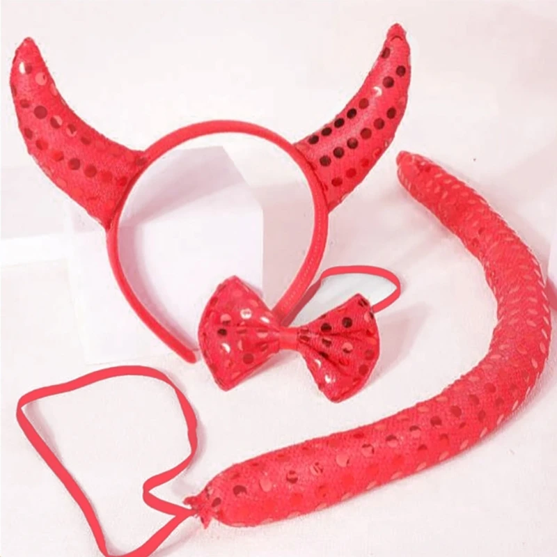 Милая повязка для волос с рогом дьявола и хвостом с красными блестками и воротником в виде животного, сценический головной убор
Милая повязка для волос с рогом дьявола и хвостом с красными блестками и воротником в виде животного, сценический головной убор