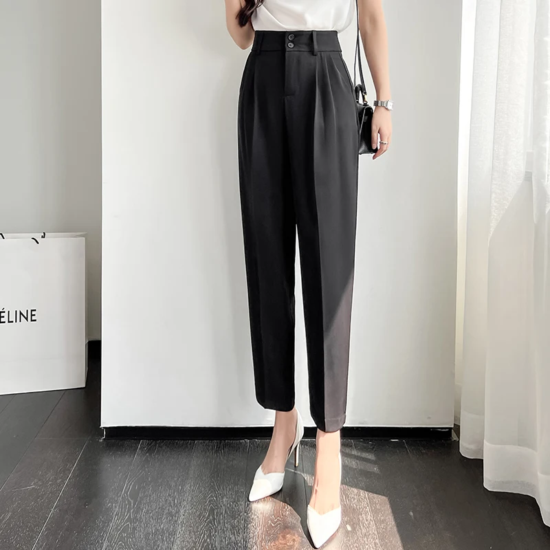 Casual Spring Summer Korean Office Women New Stretch High Waist Slim Fit Solid Trouser Loose Female Loose Straight Haren pants
Casual Spring Summer Korean Office Women New Stretch High Waist Slim Fit Solid Trouser Loose Female Loose Straight Haren pants