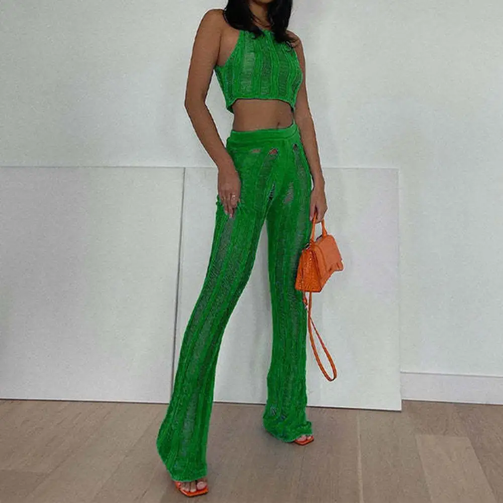 2 Pcs/Set Crop Top Pants Set Contrast Colors O Neck Sexy Breathable Knit Stripe Sleeveless Hollow Out Tank Top Trousers Suit
2 Pcs/Set Crop Top Pants Set Contrast Colors O Neck Sexy Breathable Knit Stripe Sleeveless Hollow Out Tank Top Trousers Suit