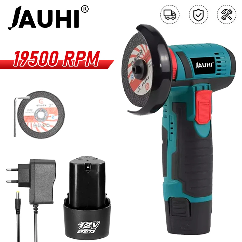 

JAUHI 12V 19500rpm Cordless Angle Grinder Electric Grinding Cutter for Cutting Polishing Ceramic Tile Wood Stone Steel