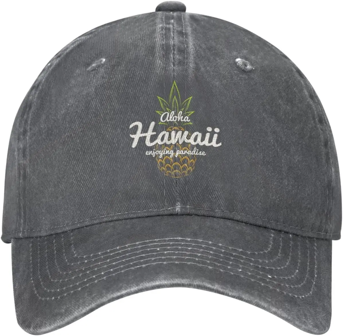

Funny Pineapple Hawaii Vintage Distressed Adjustable Washed Denim Mens Dad Trucker Hat Baseball Ball Cap for Men