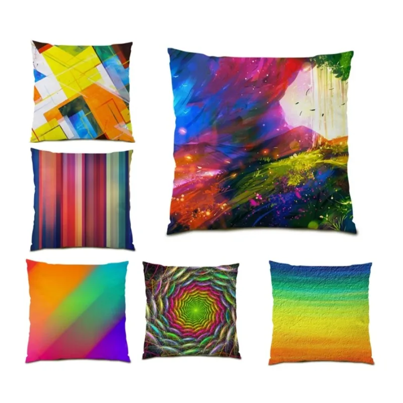 

Sofa Home Decor Decor Abstract Cushion Cover Cojines Pillow 45x45 Color Geometry Gift Pillow Cover Stripes Plaids Bed DF1889