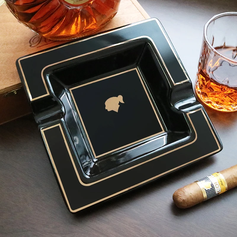 

Large Cigar Ashtray Classic Ceramic Home Cigar Holder Gadgets Portable Travel Ash Slot Tobacco Cigarette Ashtrays Tools