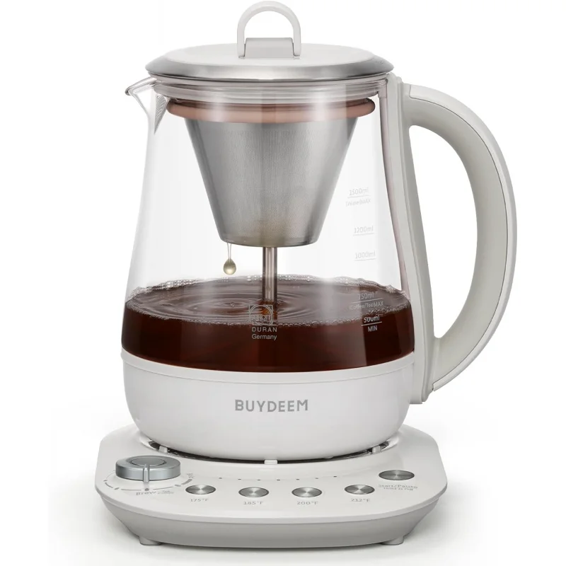 BUYDEEM K1563 Tea Maker, Electric Kettle for Coffee and Tea Brewer with 6 Flavor Controls, 4 Temperature Settings, 8 Hours Keep
BUYDEEM K1563 Tea Maker, Electric Kettle for Coffee and Tea Brewer with 6 Flavor Controls, 4 Temperature Settings, 8 Hours Keep