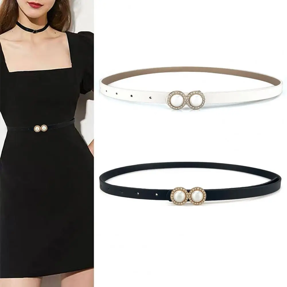 Women Waist Belt Narrow Faux Leather Rhinestone Faux Pearl Decor Adjustable Anti-break Decorative Lightweight Lady Slim Waist St
Women Waist Belt Narrow Faux Leather Rhinestone Faux Pearl Decor Adjustable Anti-break Decorative Lightweight Lady Slim Waist St