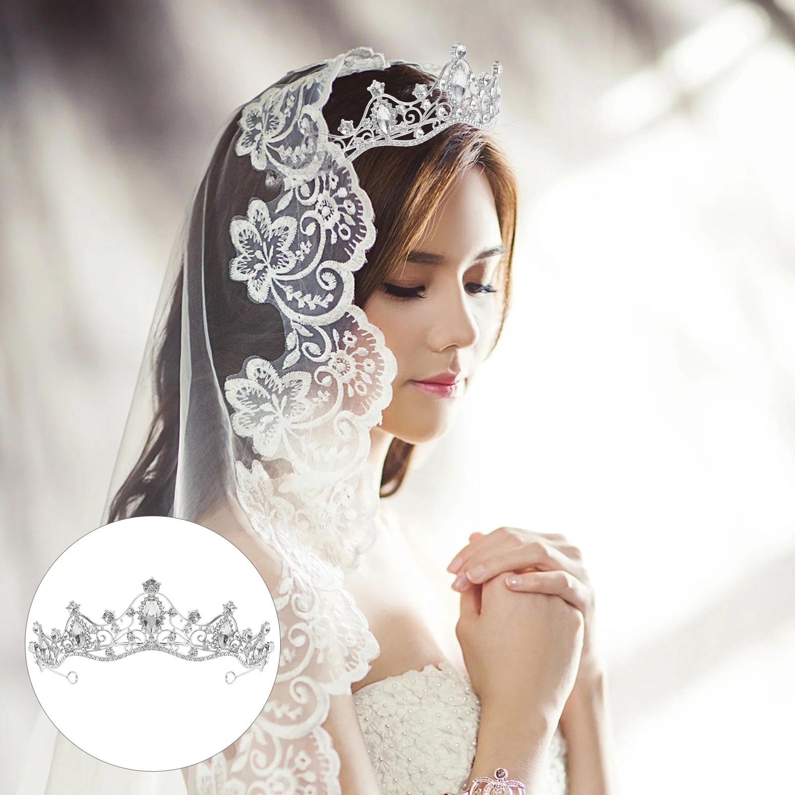 

Baroque Crown Head Band Tiara for Bridal Headpiece Women Headband Bride Rhinestone Crowns Tiaras