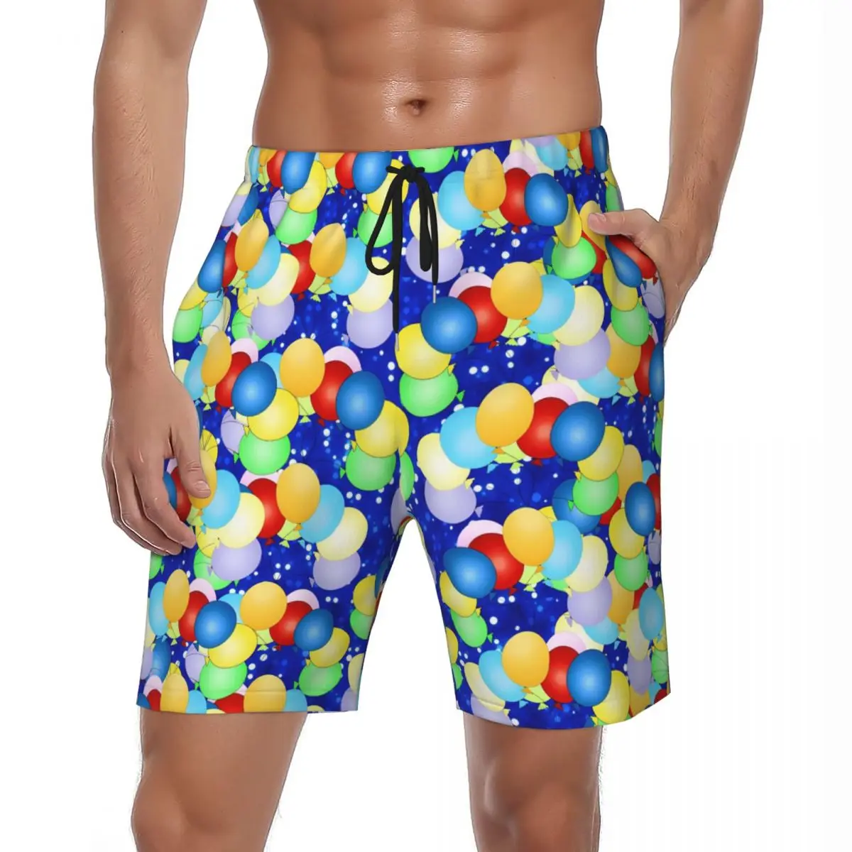 

Swimsuits Dancing Balloon Gym Shorts Summer Colorful Print Casual Board Short Pants Men Running Surf Quick Dry Beach Trunks