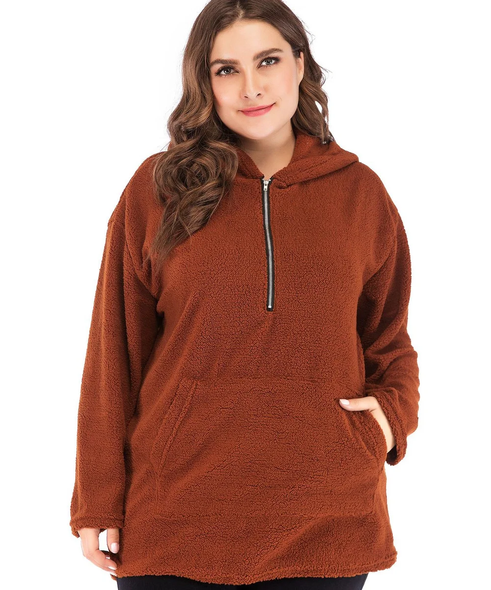 Autumn New Bottoming Shirts Women's Plus Size Sweater Mid-length Long-sleeved Hooded Lamb Wool Sweater Large Size Female Tops
Autumn New Bottoming Shirts Women's Plus Size Sweater Mid-length Long-sleeved Hooded Lamb Wool Sweater Large Size Female Tops